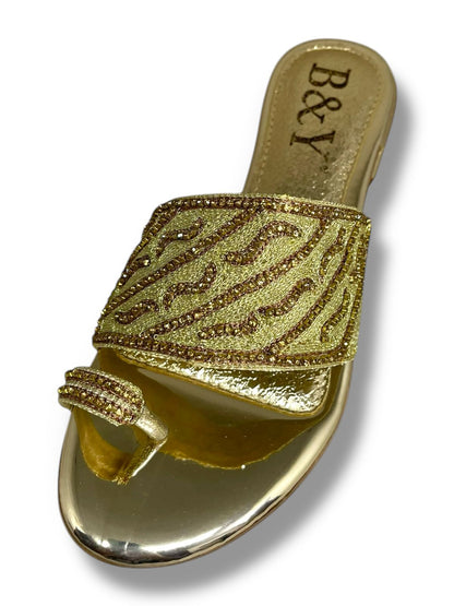 Bask Golden Block Heel Slip-on Sandal