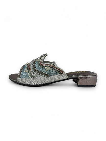 Nudge Silver Block Heel Slip-on Sandal
