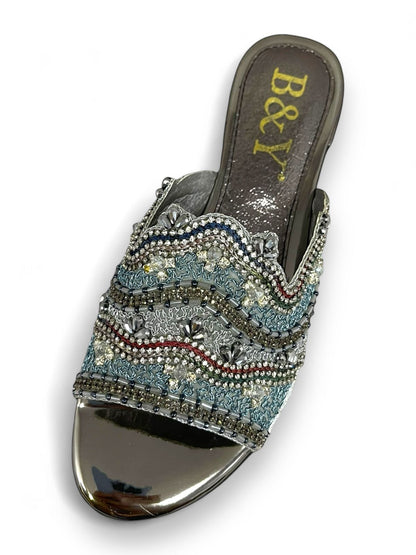 Nudge Silver Block Heel Slip-on Sandal