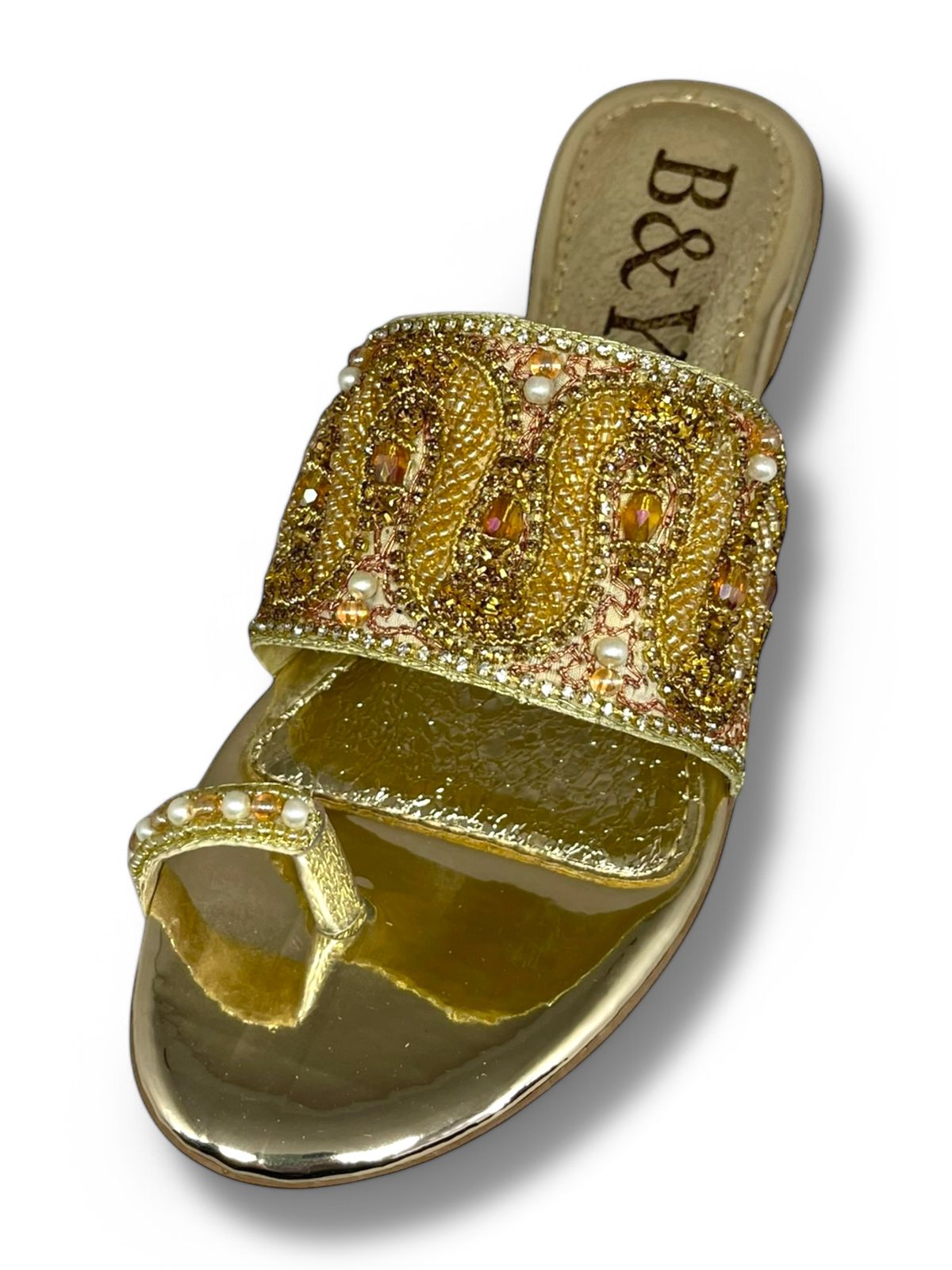 Skim Golden Block Heel Slip-on Sandal