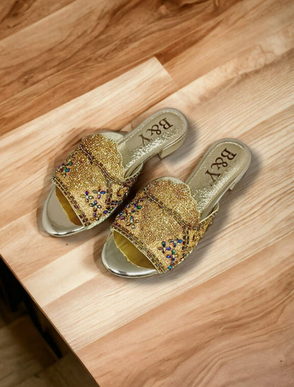 Thrive Golden Block Heel Slip-on Sandal
