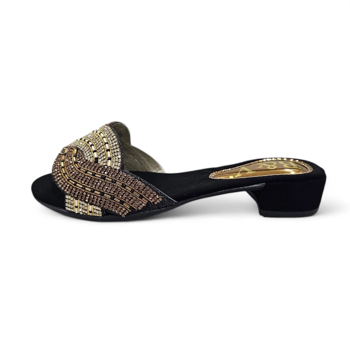 Dart Black Block Heel Slip-on Sandal