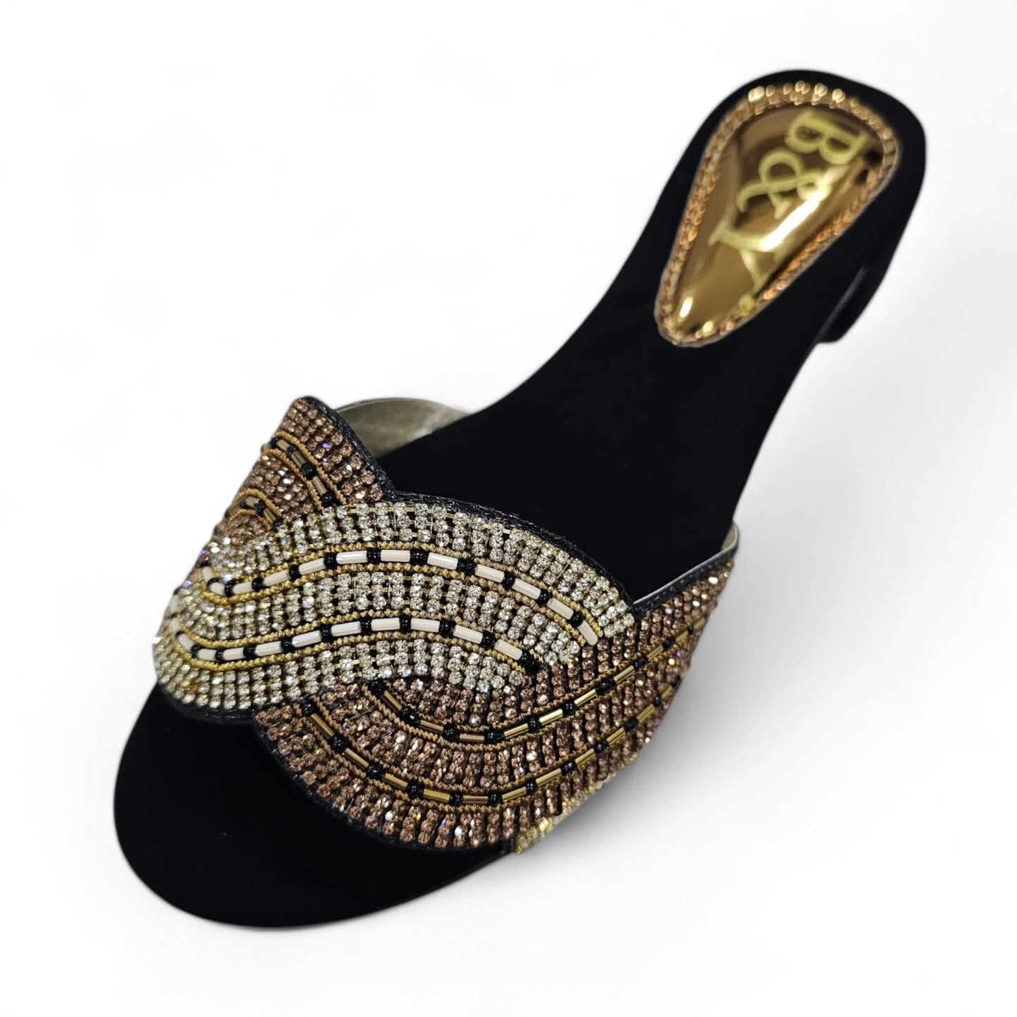 Dart Black Block Heel Slip-on Sandal