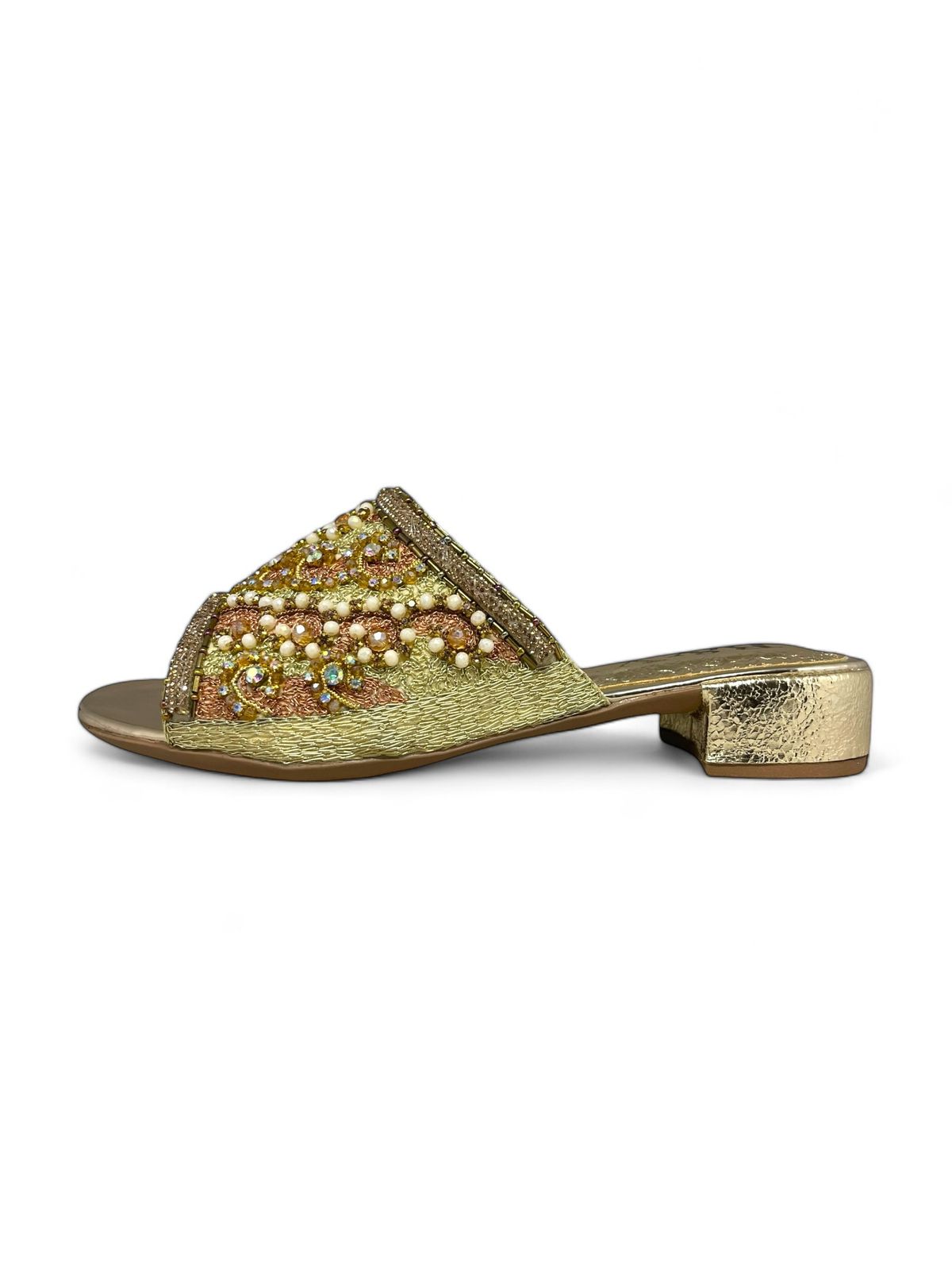 Flow Golden Block Heel Slip-on Sandal