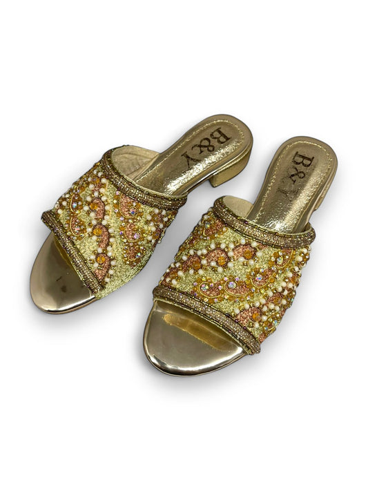 Flow Golden Block Heel Slip-on Sandal