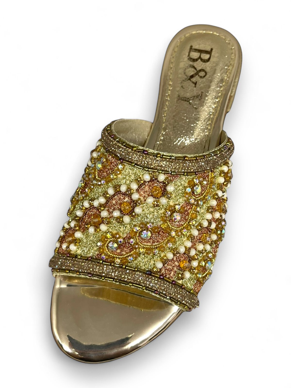 Flow Golden Block Heel Slip-on Sandal