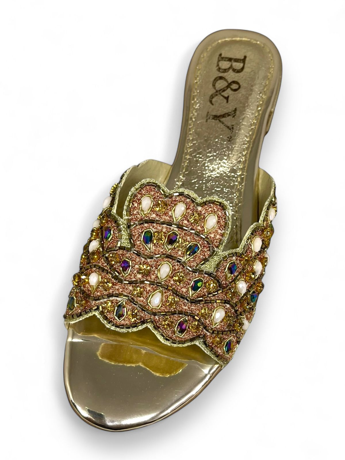 Flutter Golden Block Heel Slip-on Sandal